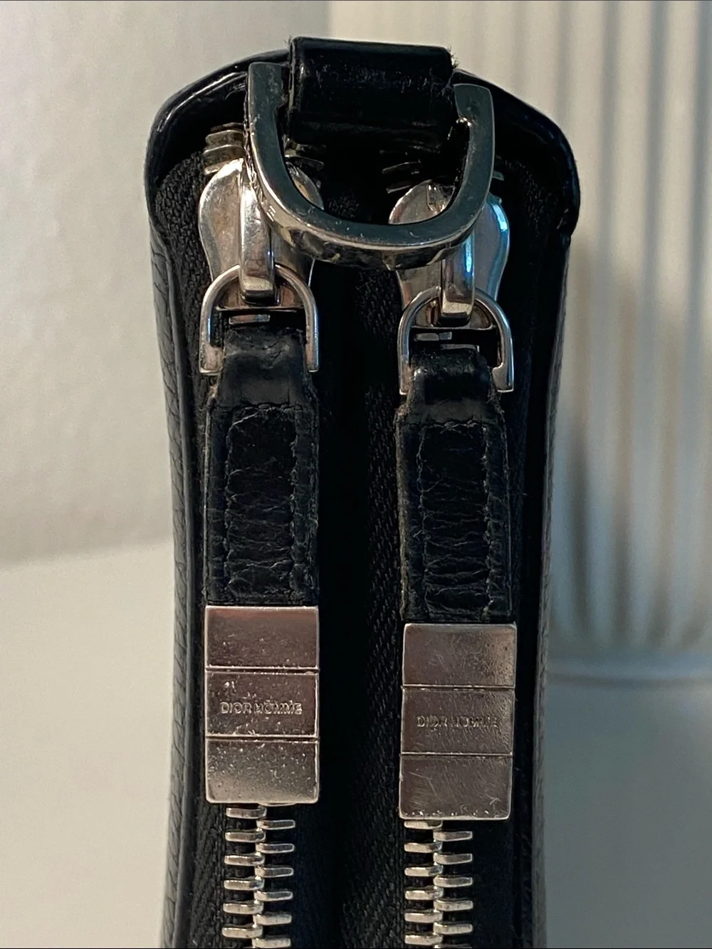 DIOR HOMME Grained Leather Double Zip Travel Organizer